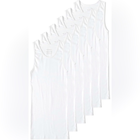 Comfneat Men's 6-Pack A-Shirts Tight Fit Tank Tops Cotton Spandex Undershirts - Picture 1 of 8